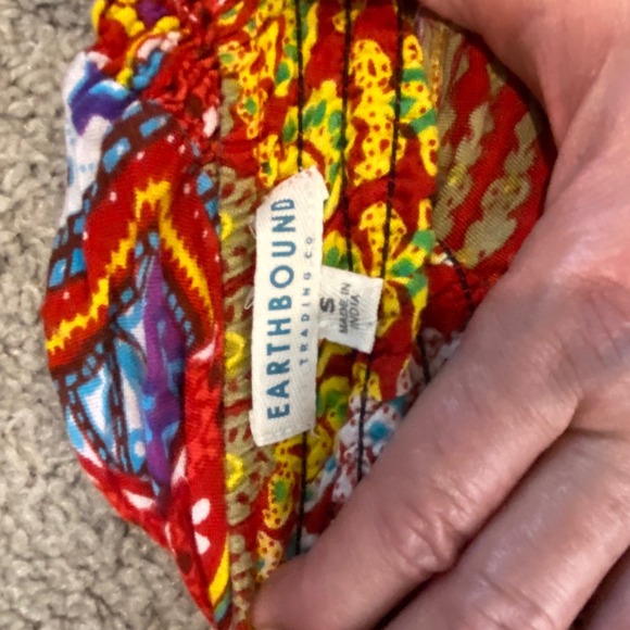 Earthbound Trading Co. Red Colorful Print Maxi Skirt Bohemian Festival Womens - Picture 6 of 7